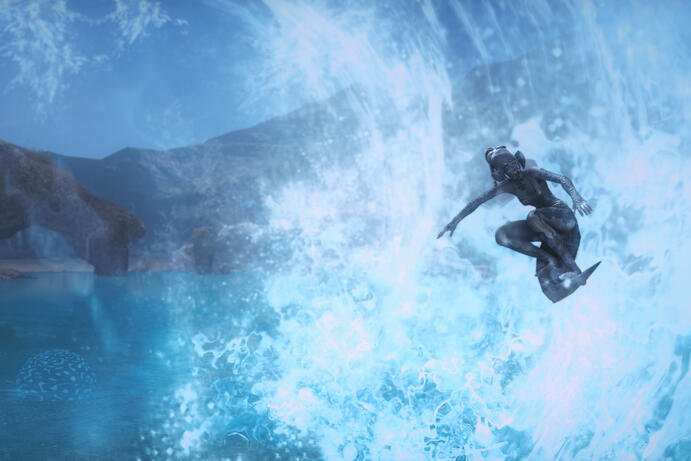 Miraculous display of "Tail Surfing".