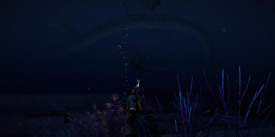 Rendition of an Arbozu hunting the Lord of the Whorl, Leviathan.