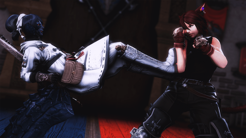 An Arbozu kicking with the strength of their tail against Celica.